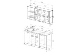 Кухонный гарнитур Антика стандарт, 160 см